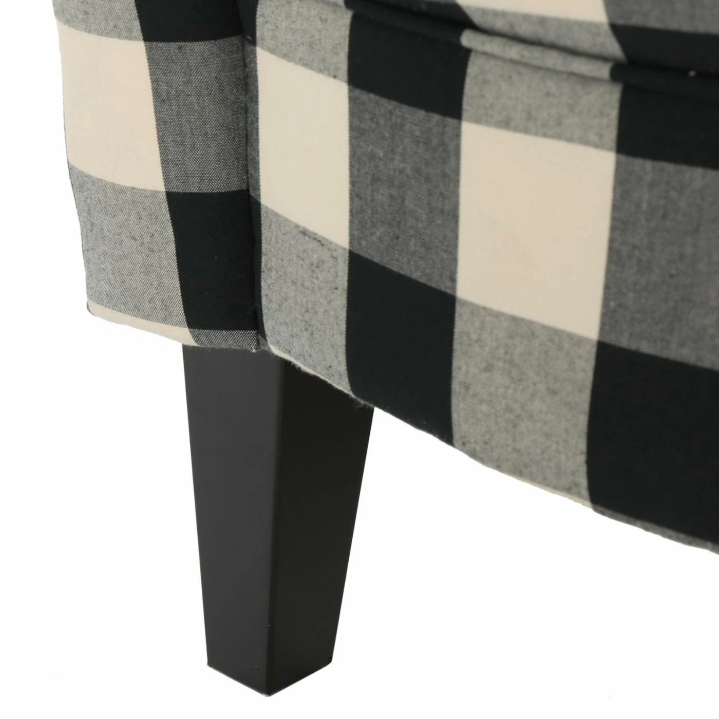 Discount ✔️ Wingback Chairs HN Home Woodbridge Transitional Black And White Plaid Fabric Club Chair 🤩 - Image 4
