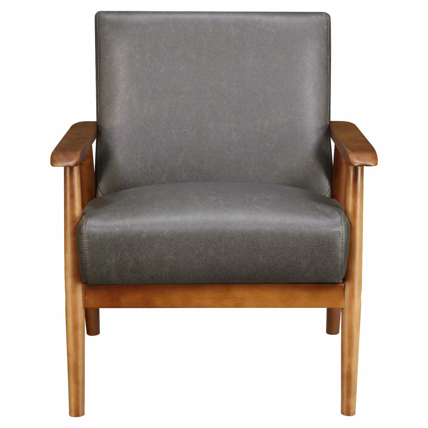 Discount π Arm Chairs Right2Home Wood Framed Faux Leather Accent Club Chair π - Image 4