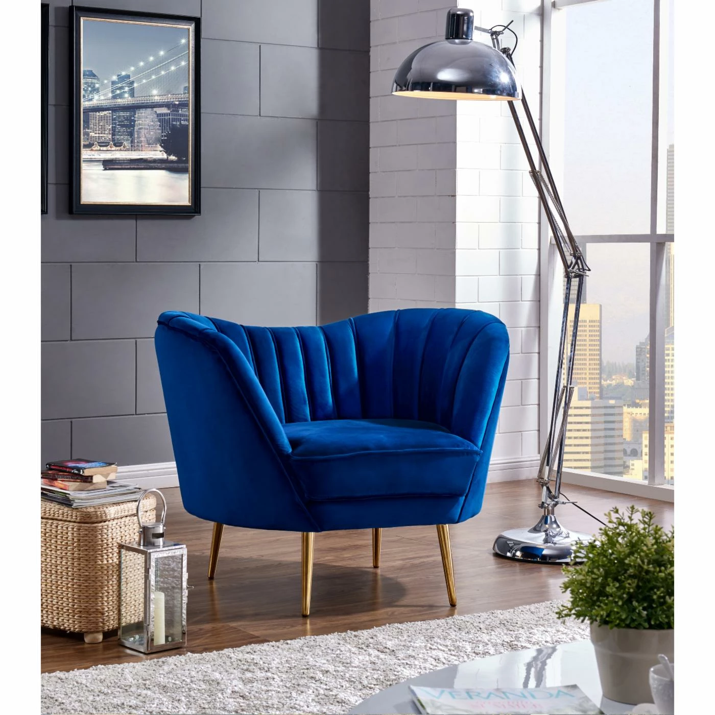 New β€οΈ Armless Chairs Meridian Furniture Inc Margo Velvet Chair β€οΈ - Image 4