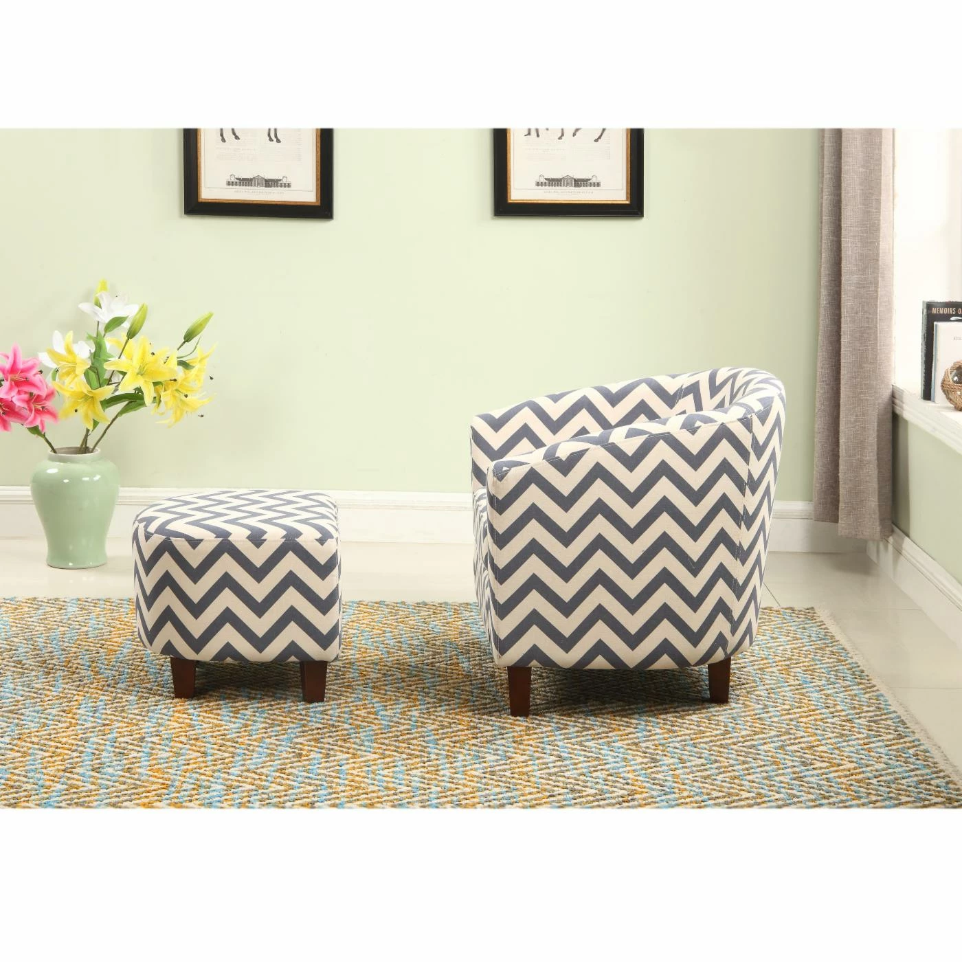 Coupon โ๏ธ Barrel Chairs Nathaniel Home Adriana Chevron Barrel Accent Chair With Ottoman ๐ - Image 4