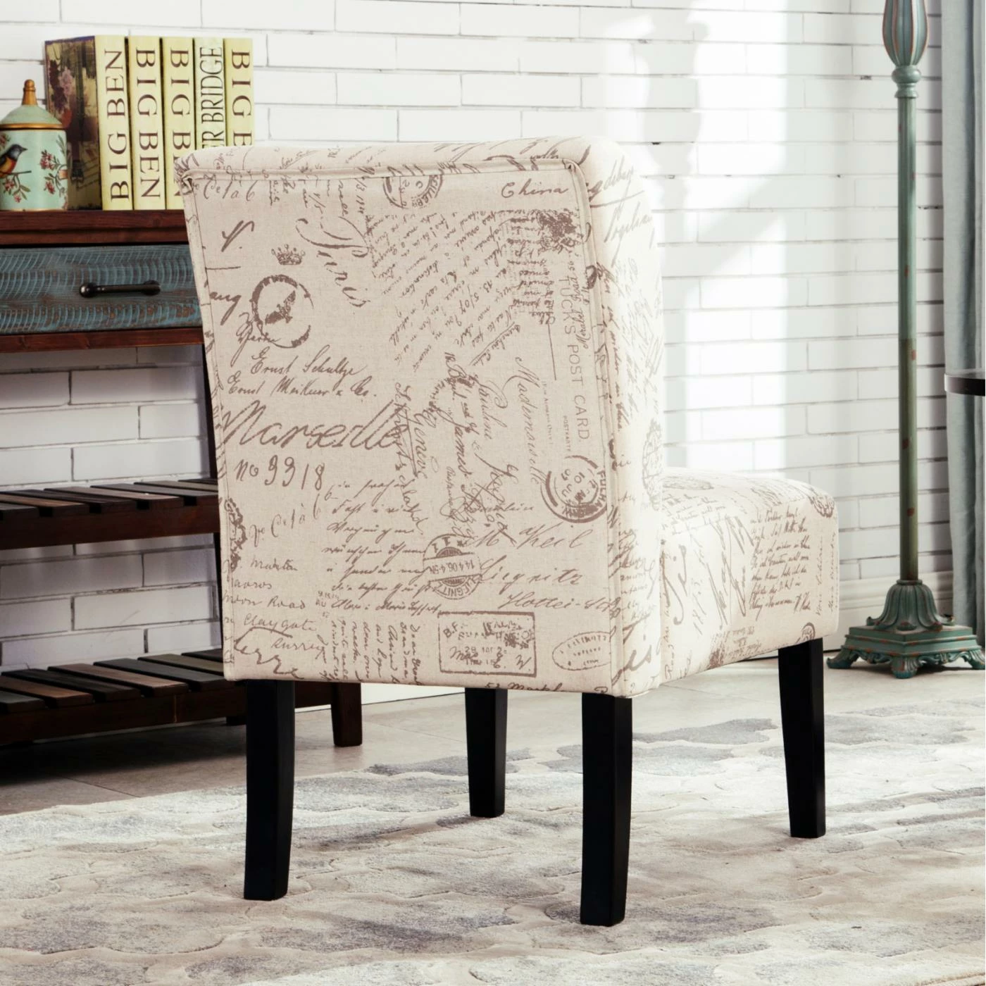 Budget ๐คฉ Armless Chairs Roundhill Furniture Capa English Letter Print Fabric Armless Contemporary Accent Chair ๐ - Image 4