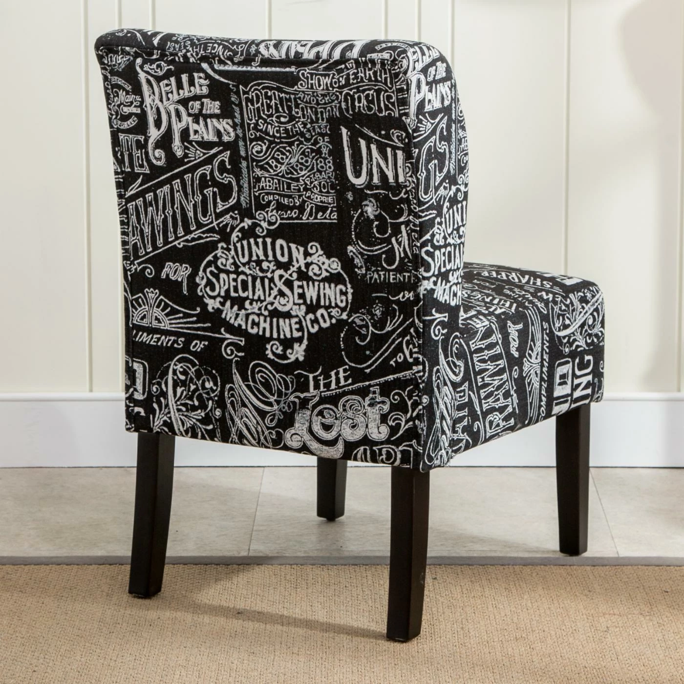 Discount ๐ Armless Chairs Roundhill Furniture Capa Chalkboard Print Fabric Armless Contemporary Accent Chair ๐ - Image 4