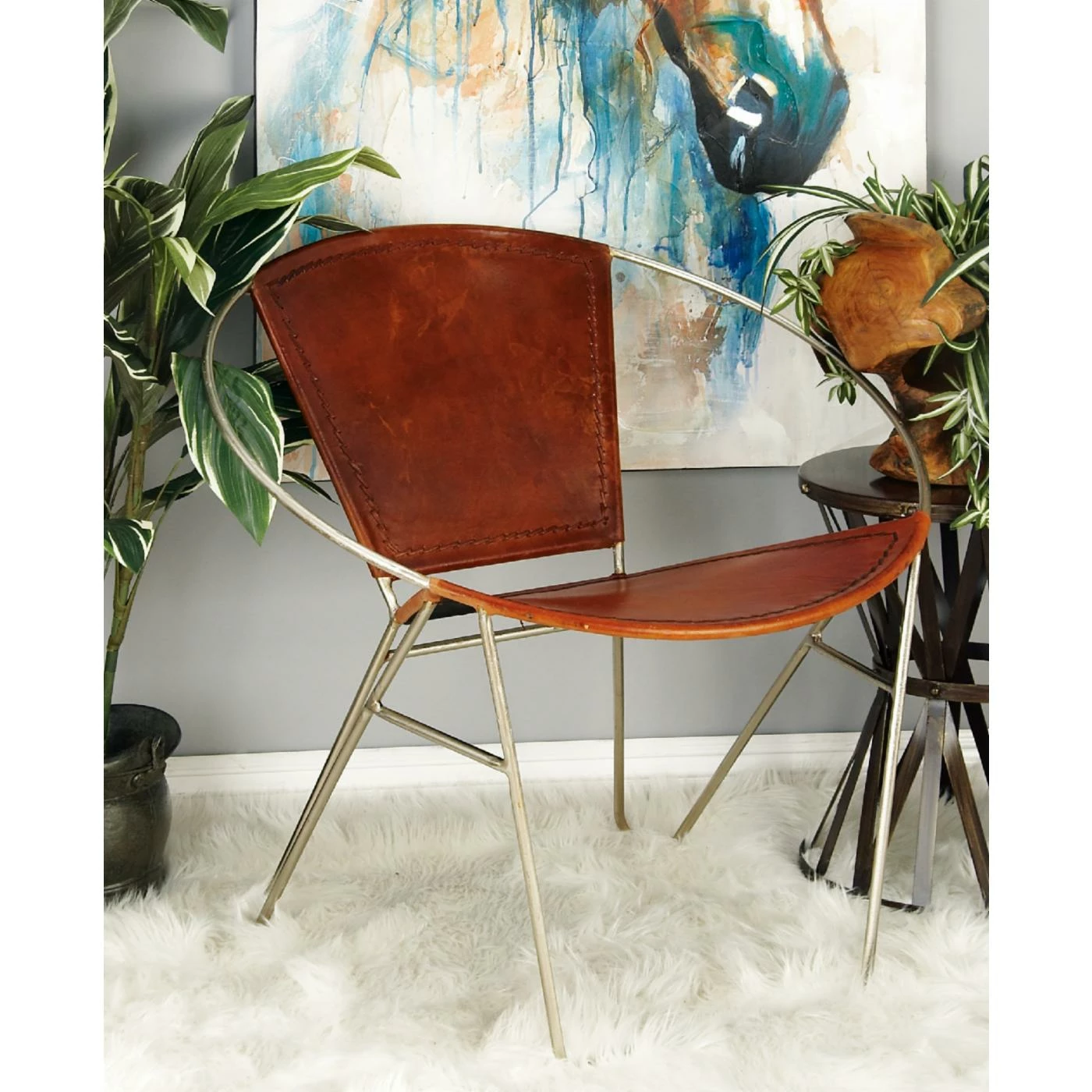 Cheap π Barrel Chairs DecMode Metal/Leather Accent Chair - Set Of 2 π₯ - Image 4