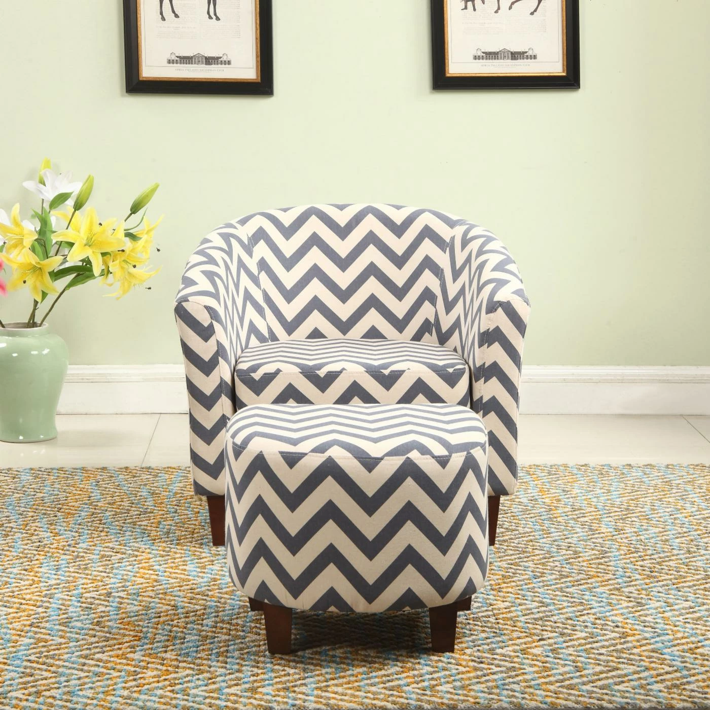 Coupon โ๏ธ Barrel Chairs Nathaniel Home Adriana Chevron Barrel Accent Chair With Ottoman ๐ - Image 6