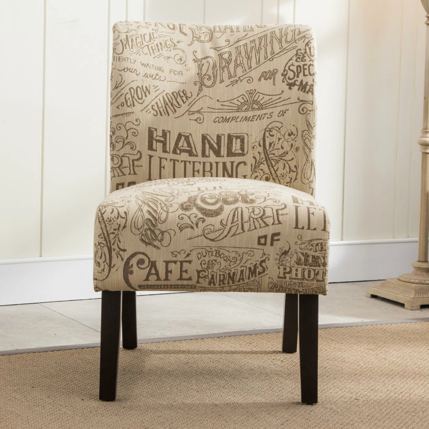 Discount ๐ Armless Chairs Roundhill Furniture Capa Chalkboard Print Fabric Armless Contemporary Accent Chair ๐ - Image 6