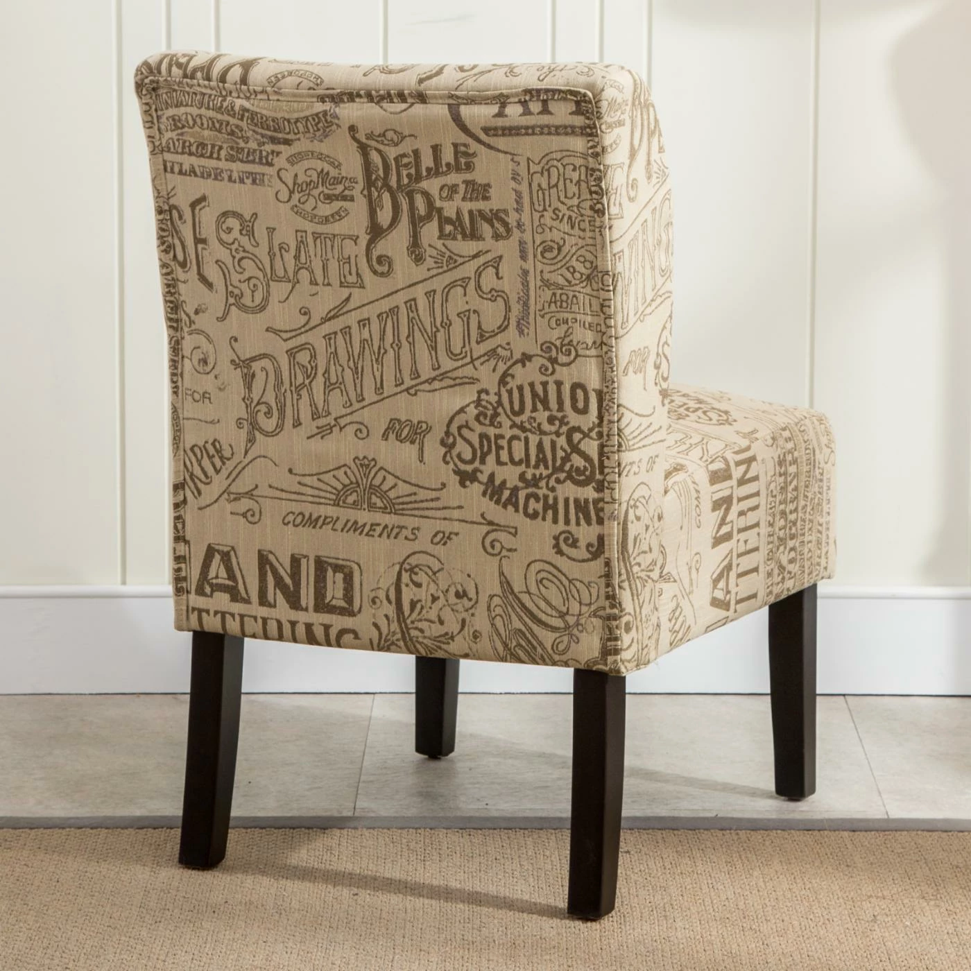 Discount ๐ Armless Chairs Roundhill Furniture Capa Chalkboard Print Fabric Armless Contemporary Accent Chair ๐ - Image 7