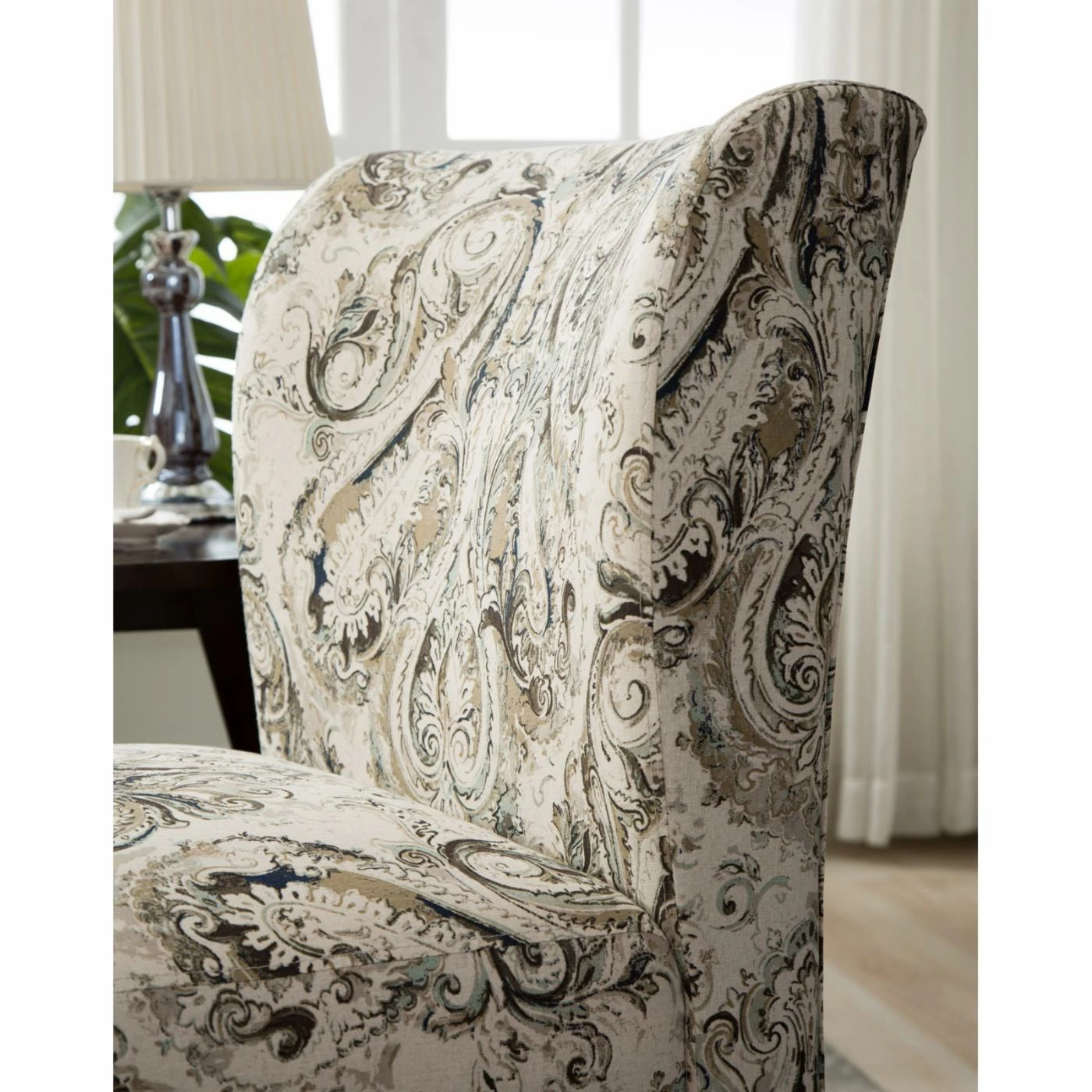 Cheapest โ Armless Chairs Roundhill Furniture Capa Paisley Print Fabric Armless Contemporary Accent Chair ๐ฅฐ - Image 7