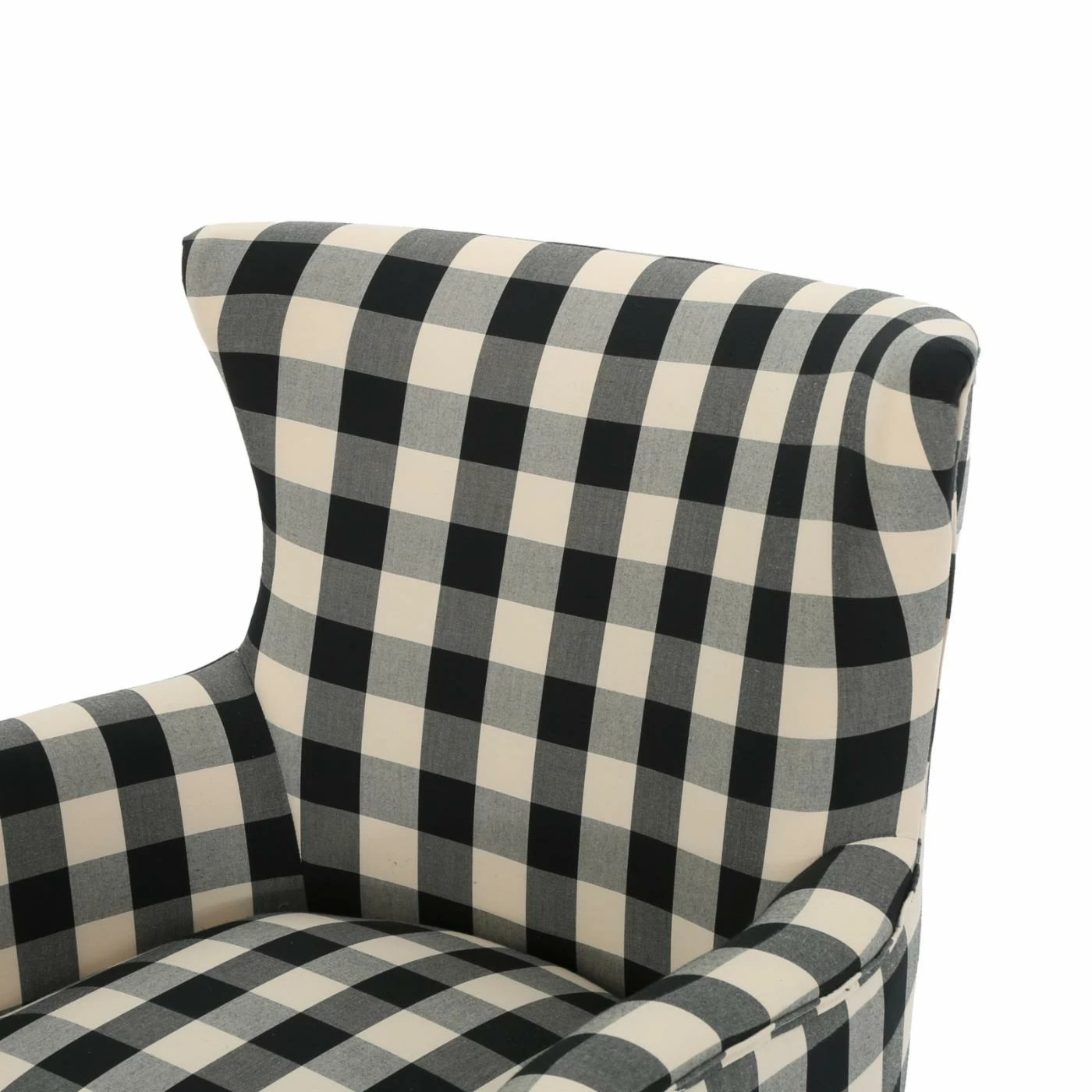 Discount ✔️ Wingback Chairs HN Home Woodbridge Transitional Black And White Plaid Fabric Club Chair 🤩 - Image 8