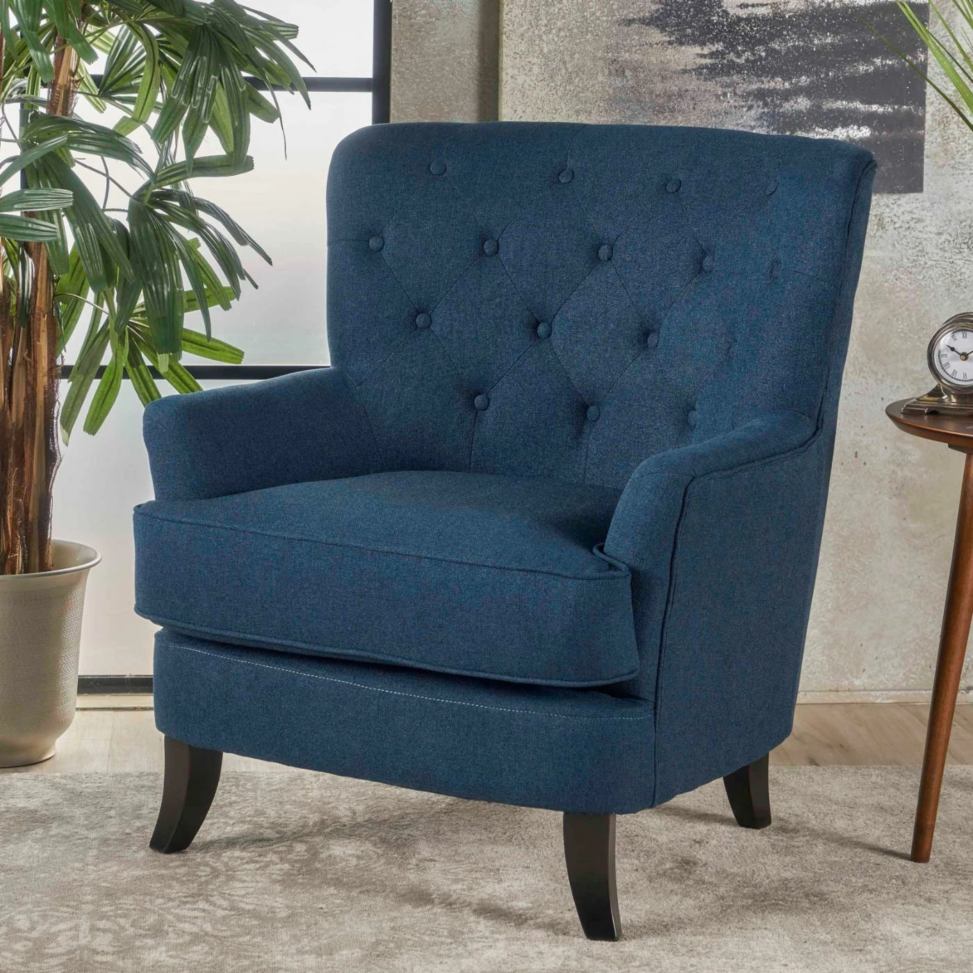 Brand new โ๏ธ Best Selling Home Arm Chairs Anikki Tufted Navy Blue Fabric Club Chair ๐ - Image 8