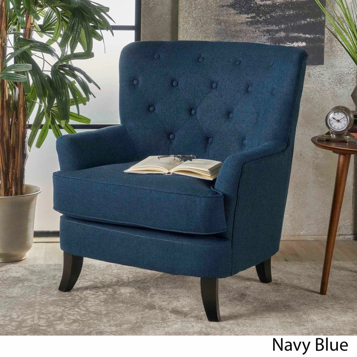Brand new โ๏ธ Best Selling Home Arm Chairs Anikki Tufted Navy Blue Fabric Club Chair ๐ - Image 9
