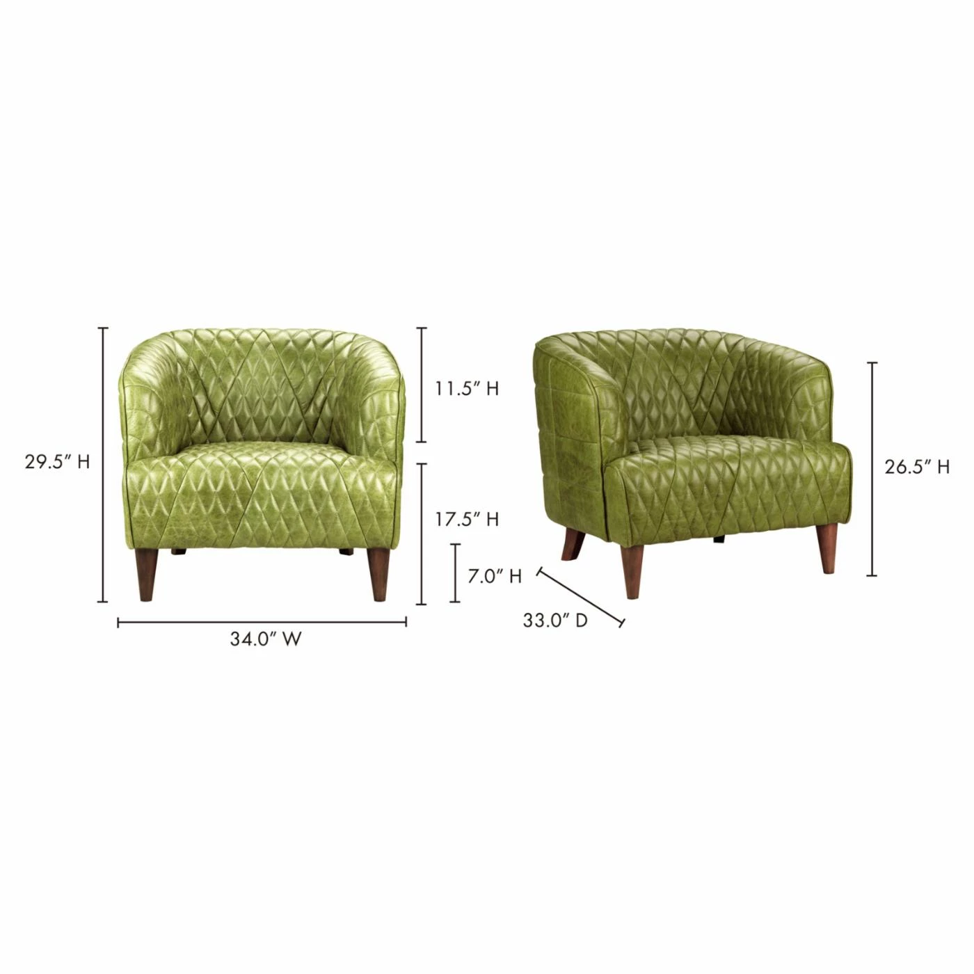 Best deal โค๏ธ Barrel Chairs Moes Home Collection Magdelan Tufted Leather Arm Chair ๐ฏ - Image 6