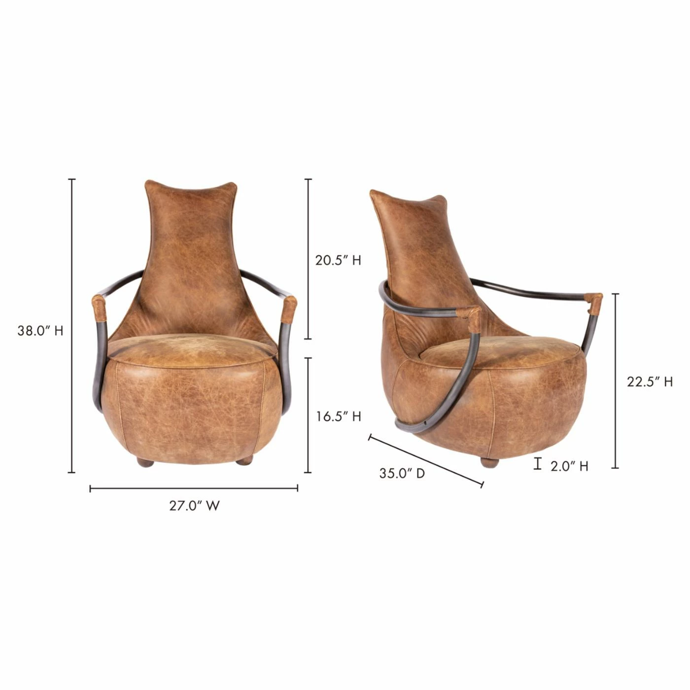 Coupon ๐ Moes Home Collection Arm Chairs Moe's Home Collection Carlisle Leather Arm Chair - Light Brown ๐ - Image 10