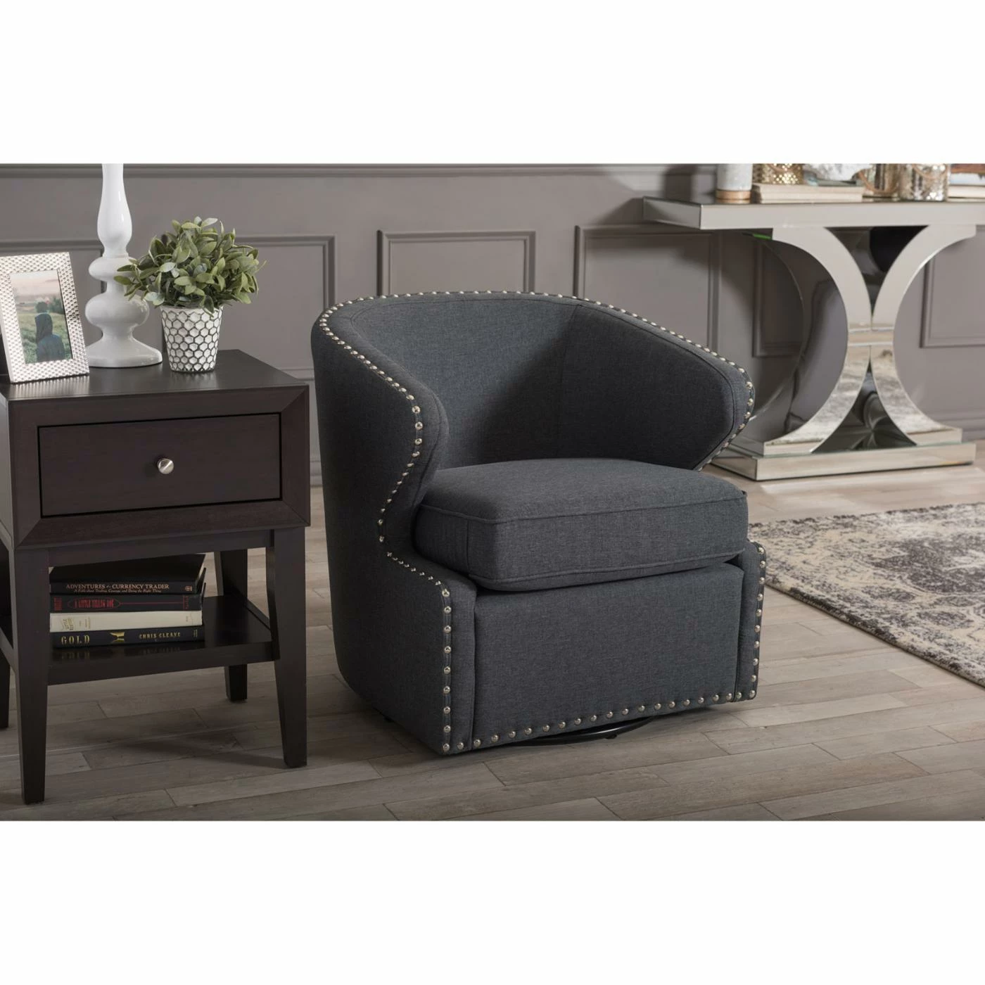Flash Sale ๐ Barrel Chairs Baxton Studio Finley Swivel Armchair ๐ - Image 10