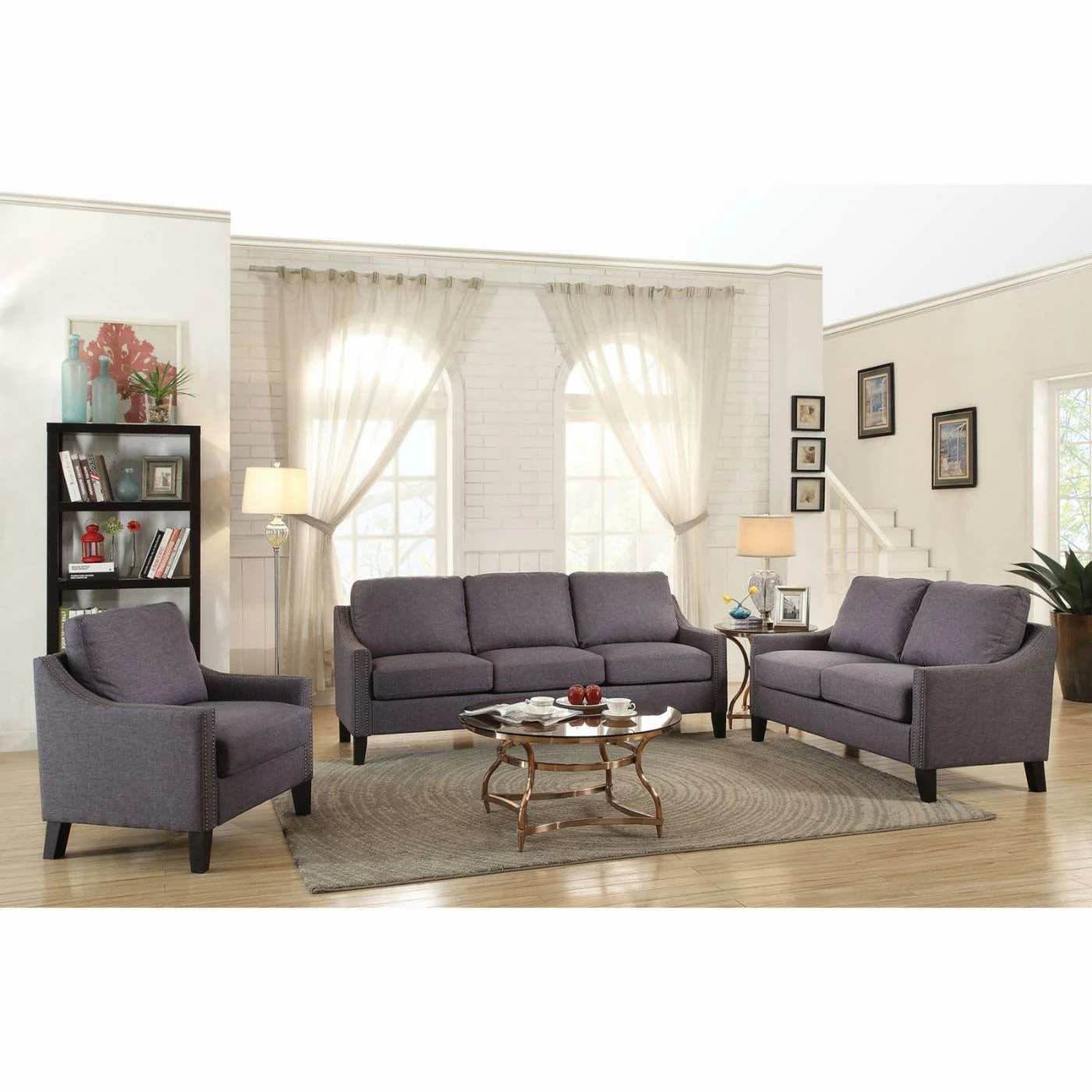 Cheapest โค๏ธ Arm Chairs Acme Furniture Zapata Jr Gray Linen Chair โญ - Image 3