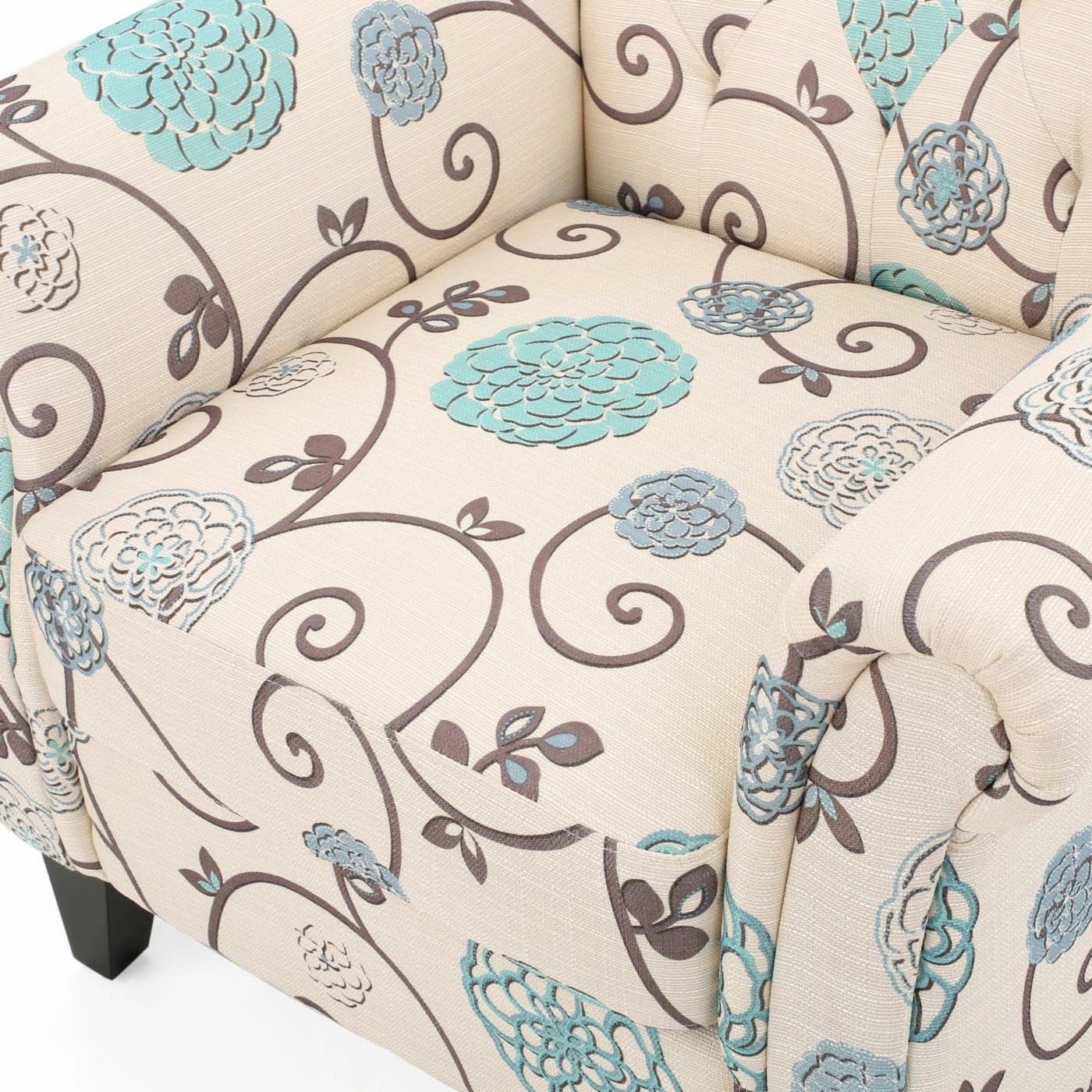 Cheapest π Best Selling Home Arm Chairs Greggory Floral Fabric Tufted Chair β - Image 3