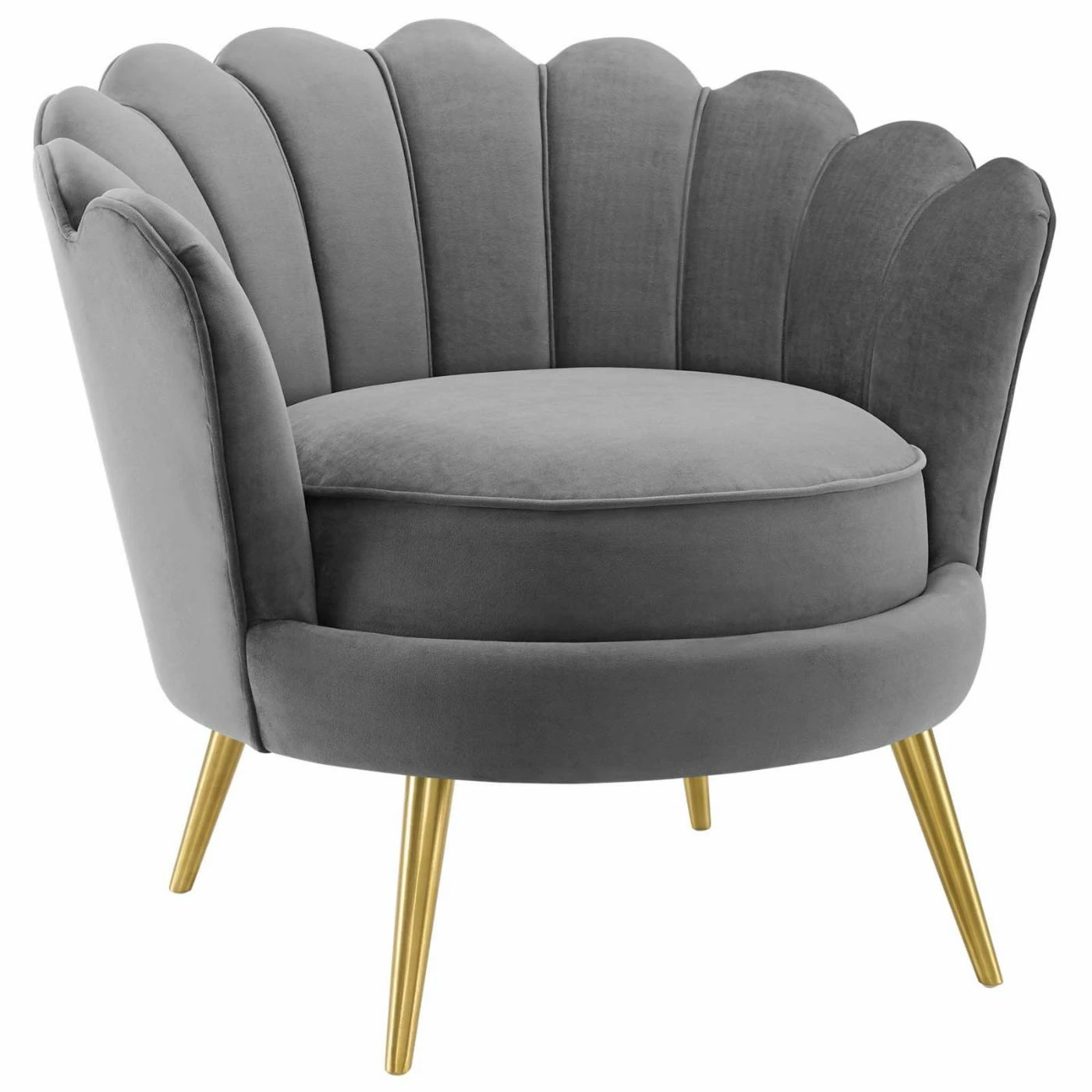 Buy ๐ Arm Chairs Modway Admire Scalloped Edge Performance Velvet Accent Arm Chair ๐ - Image 3