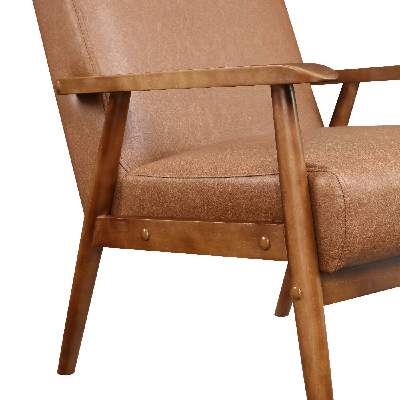 Discount π Arm Chairs Right2Home Wood Framed Faux Leather Accent Club Chair π - Image 3