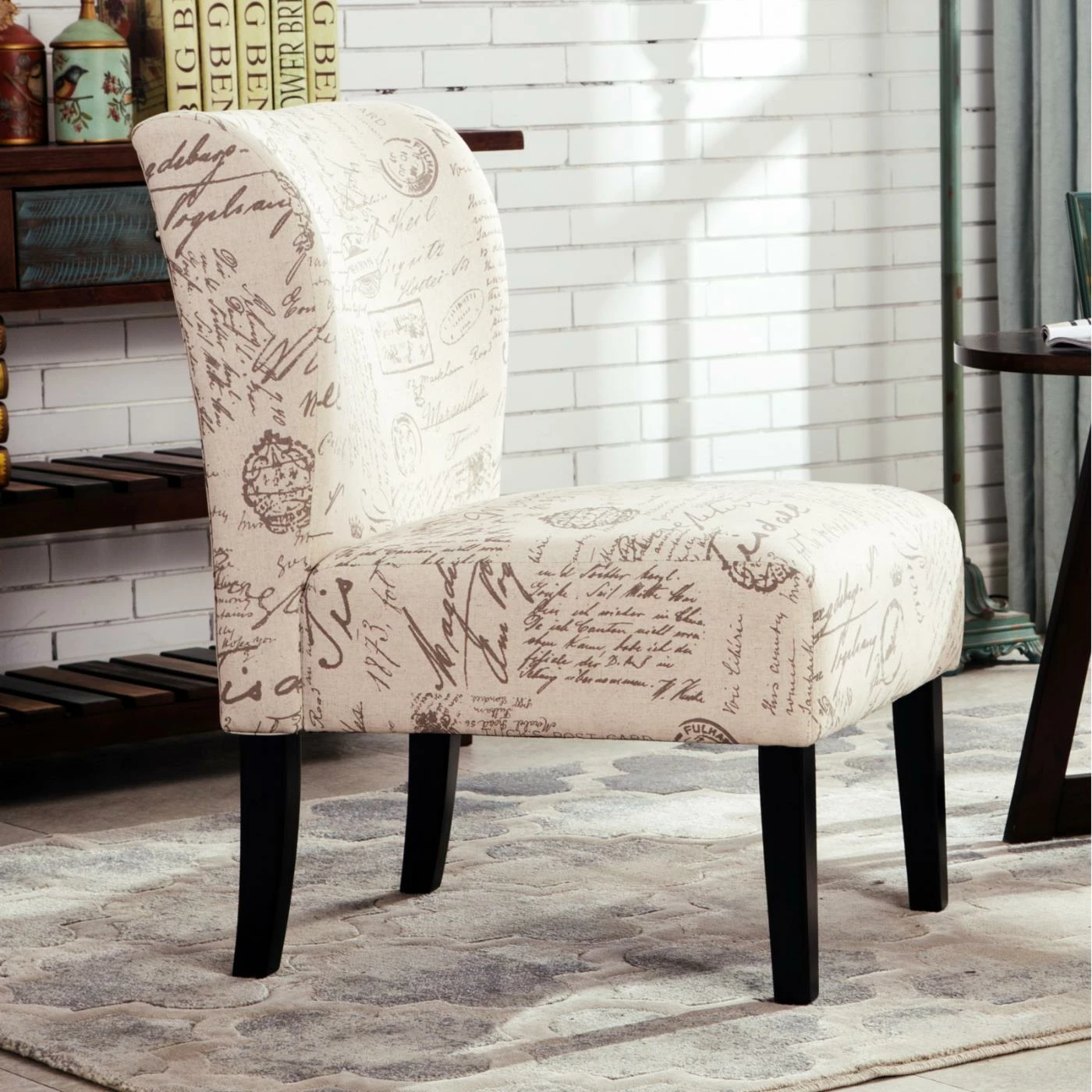 Budget ๐คฉ Armless Chairs Roundhill Furniture Capa English Letter Print Fabric Armless Contemporary Accent Chair ๐ - Image 3