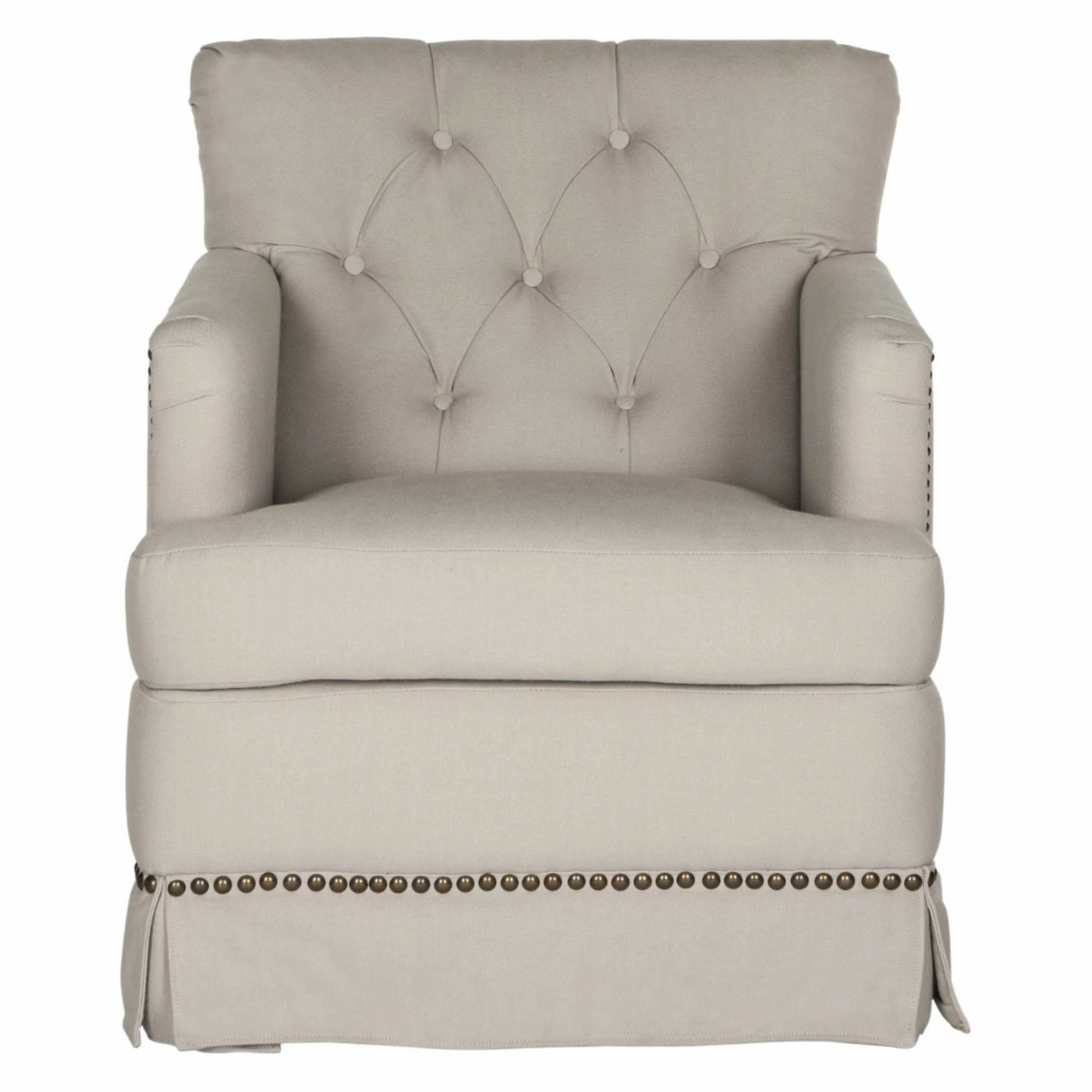 Flash Sale π Arm Chairs Safavieh Millicent Swivel Accent Chair With Brass Nail Heads β - Image 3