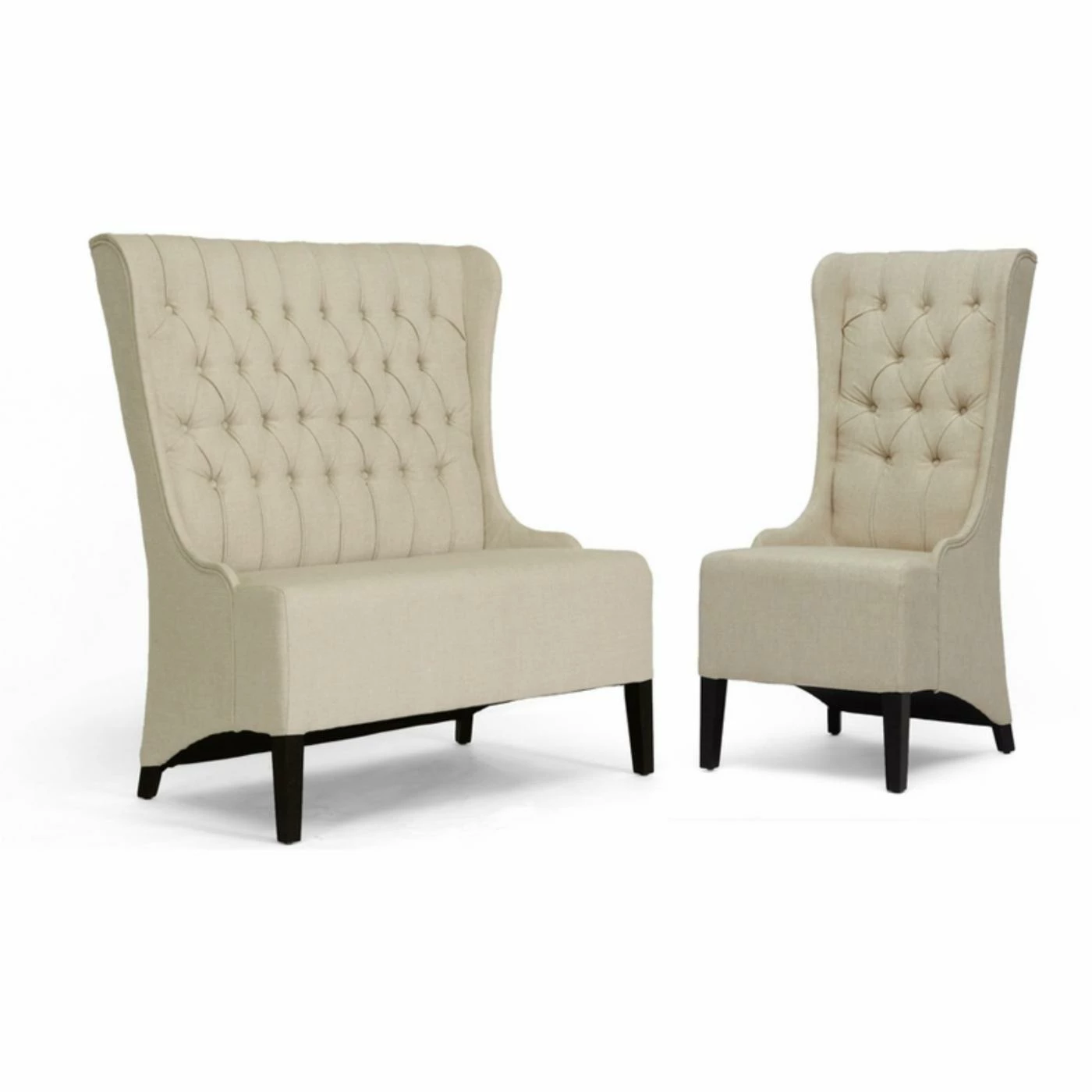 Deals ๐ฅฐ Wingback Chairs Baxton Studio Beige Linen Modern Accent Chair ๐ฏ - Image 3