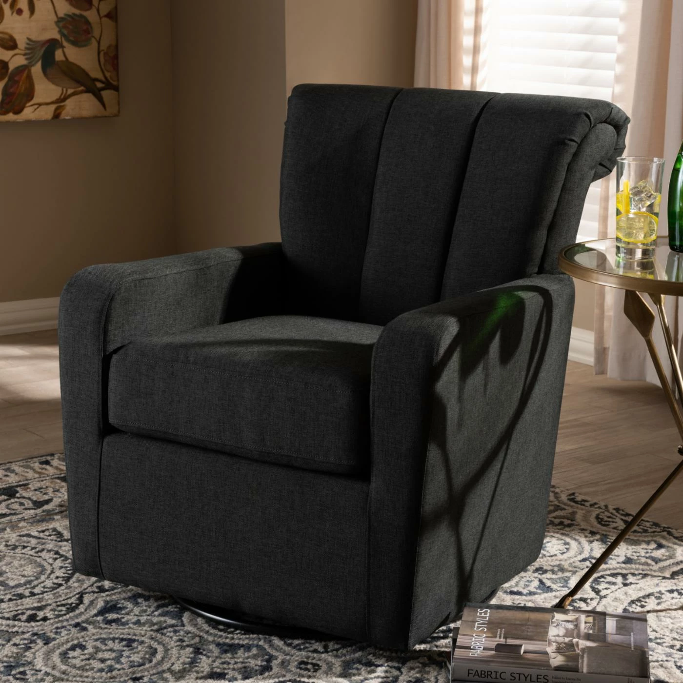Best deal ๐ Arm Chairs Baxton Studio Rayner Upholstered Swivel Arm Chair ๐ - Image 3