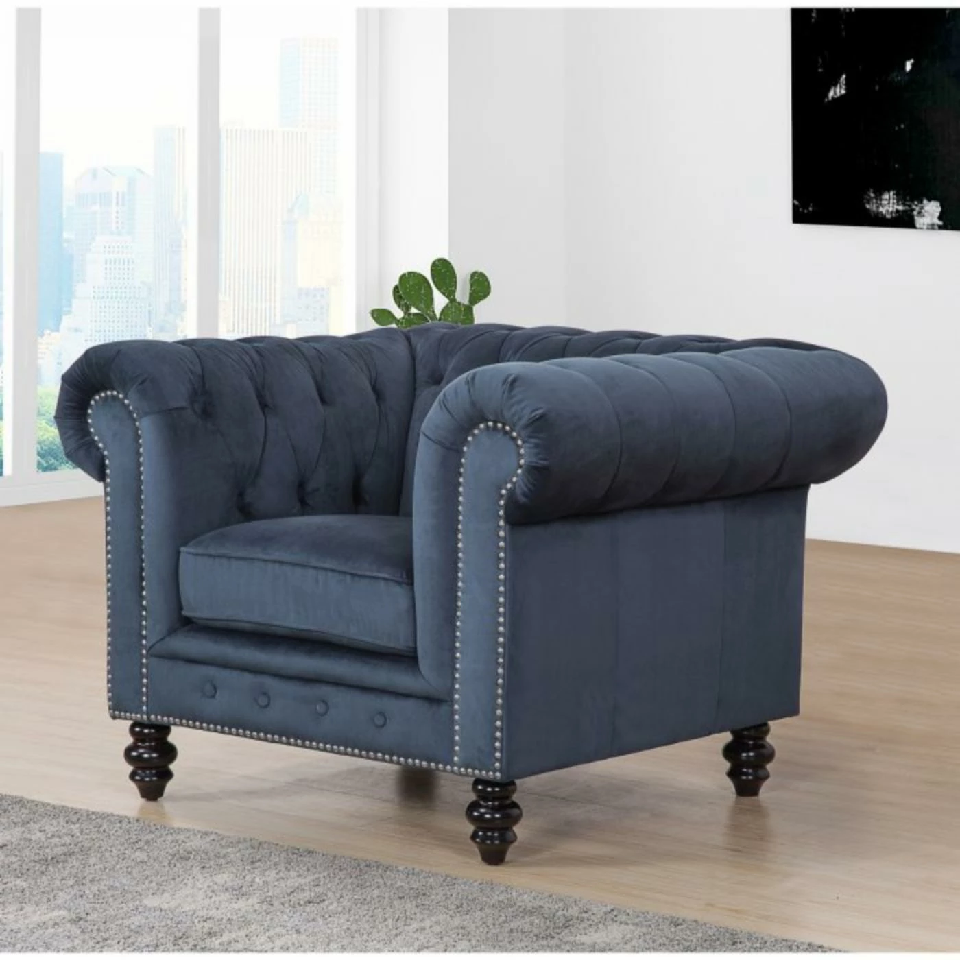 Best Pirce โ Abbyson Living Club Chairs Abbyson Leroy Grand Chesterfield Velvet Armchair ๐ฅ - Image 2