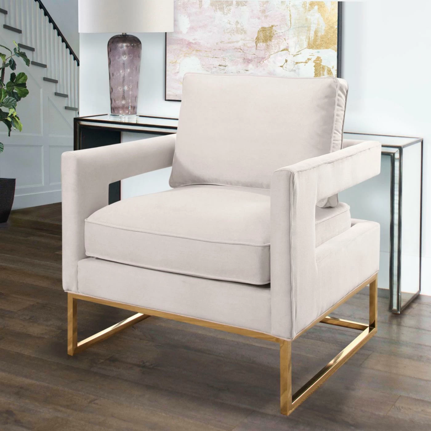 Promo β Arm Chairs Abbyson Kaden Velvet Armchair With Stainless Steel Base π - Image 2