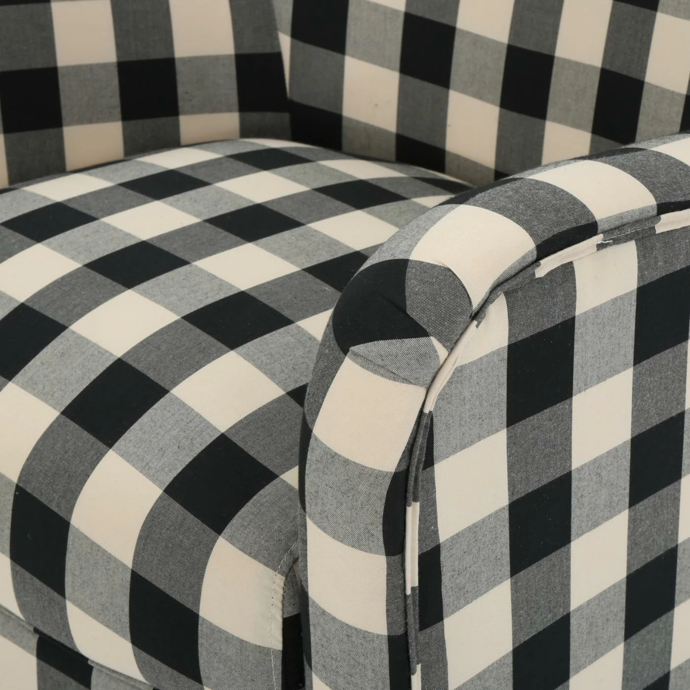 Discount ✔️ Wingback Chairs HN Home Woodbridge Transitional Black And White Plaid Fabric Club Chair 🤩 - Image 2