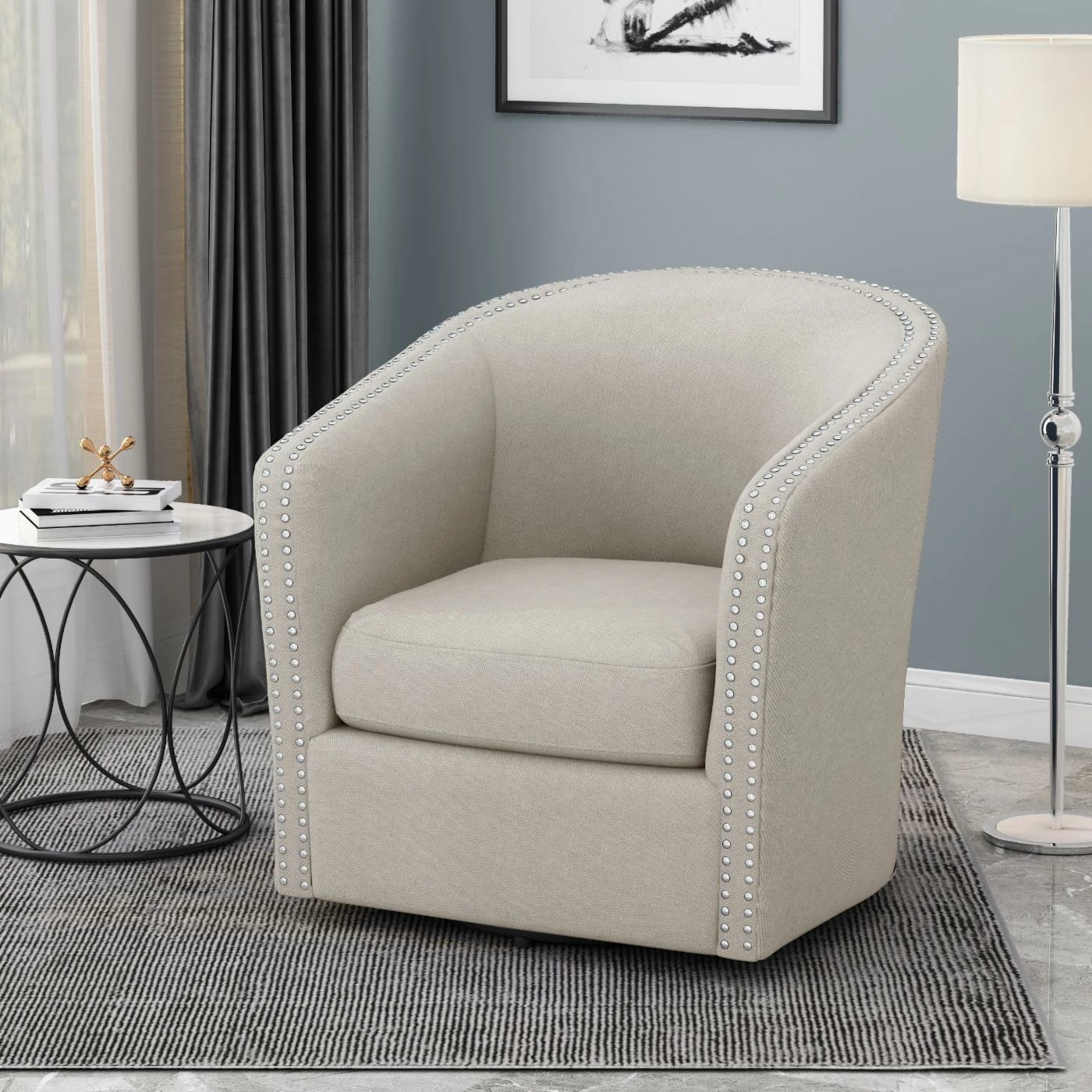 Top 10 ๐คฉ Best Selling Home Barrel Chairs Maya Contemporary Swivel Barrel Accent Chair ๐ - Image 2