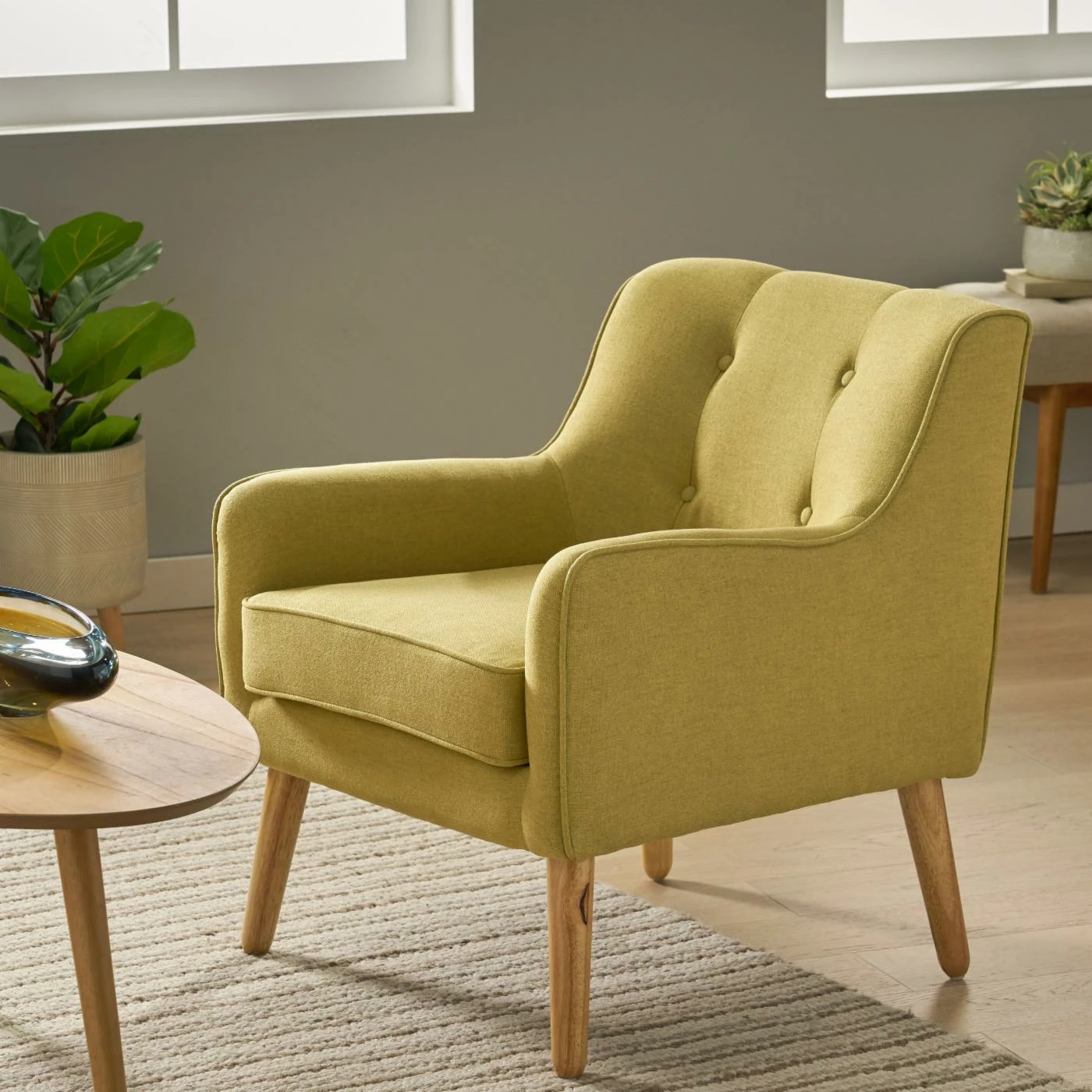 Deals β¨ Best Selling Home Club Chairs Felicity Mid-Century Modern Tufted Arm Chair β - Image 2