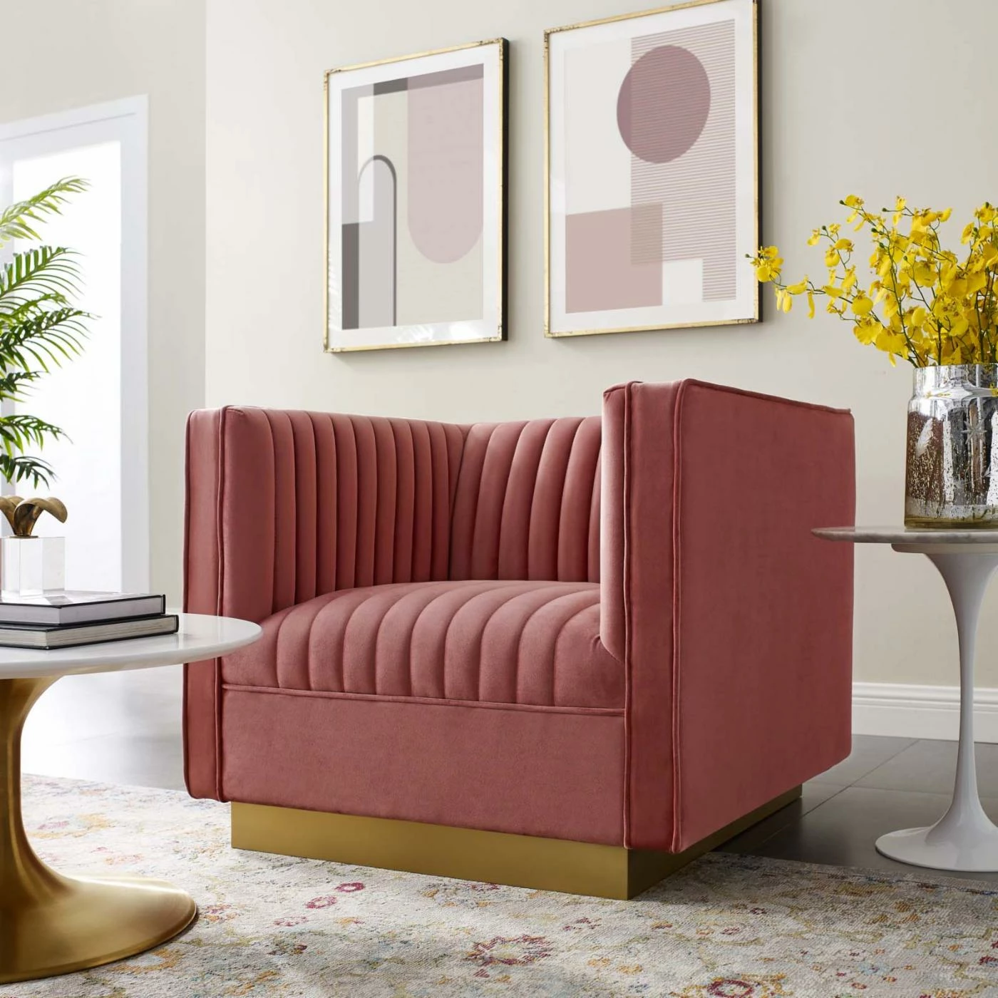 Deals ๐ Club Chairs Modway Sanguine Vertical Channel Tufted Accent Performance Velvet Arm Chair โ - Image 2