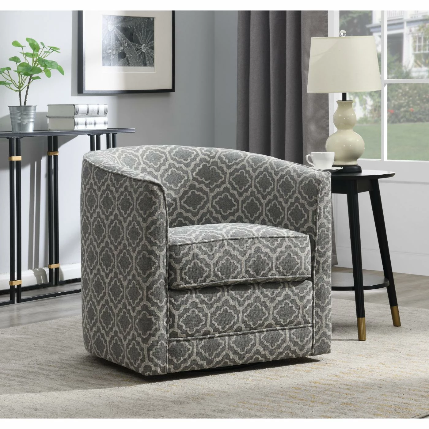 Coupon ๐ Wallace & Bay Barrel Chairs Wallace & Bay Little Graphic Fabric Swivel Accent Chair ๐ฏ - Image 2