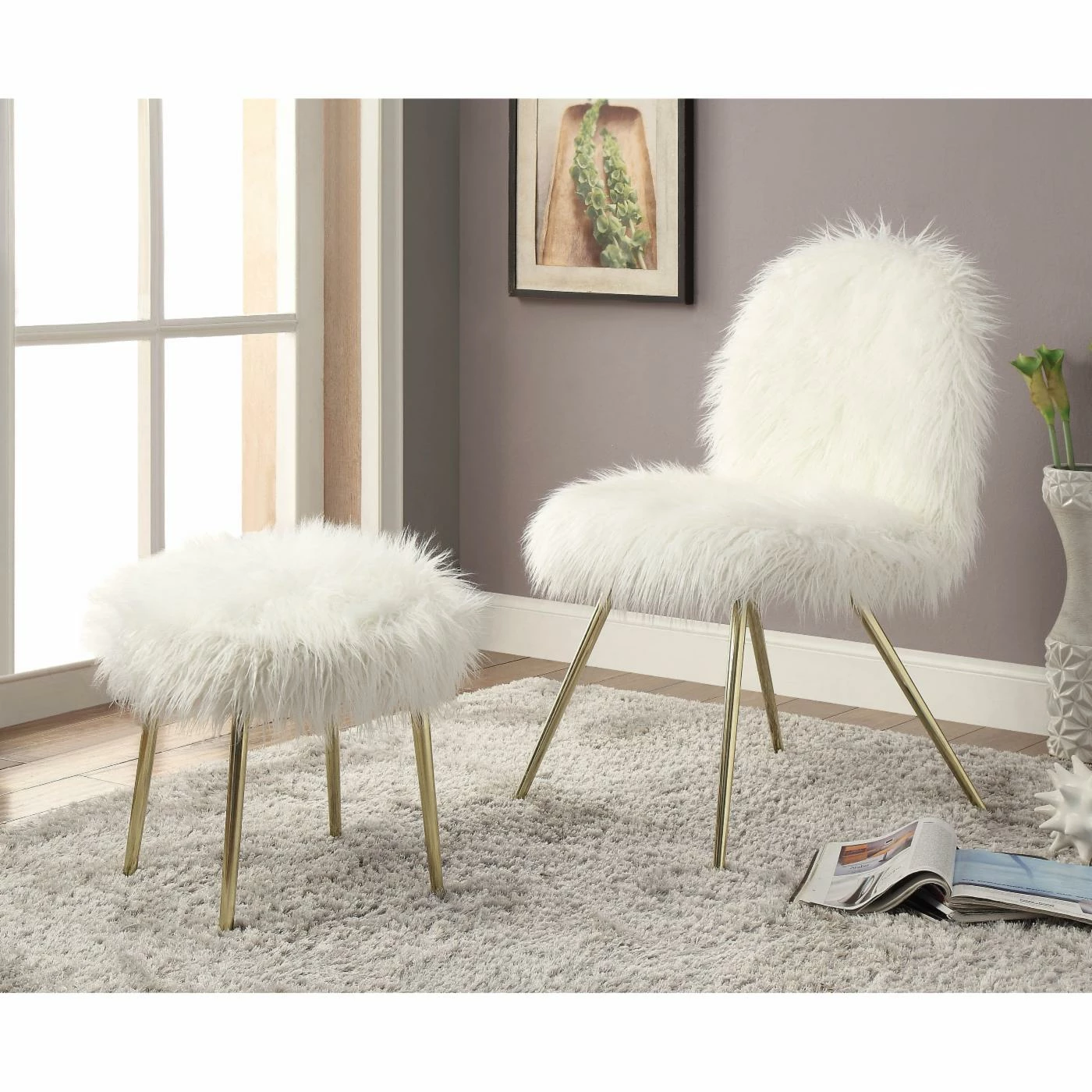 Flash Sale ๐คฉ Armless Chairs Furniture Of America Lorelei Faux Fur Accent Chair ๐งจ - Image 2