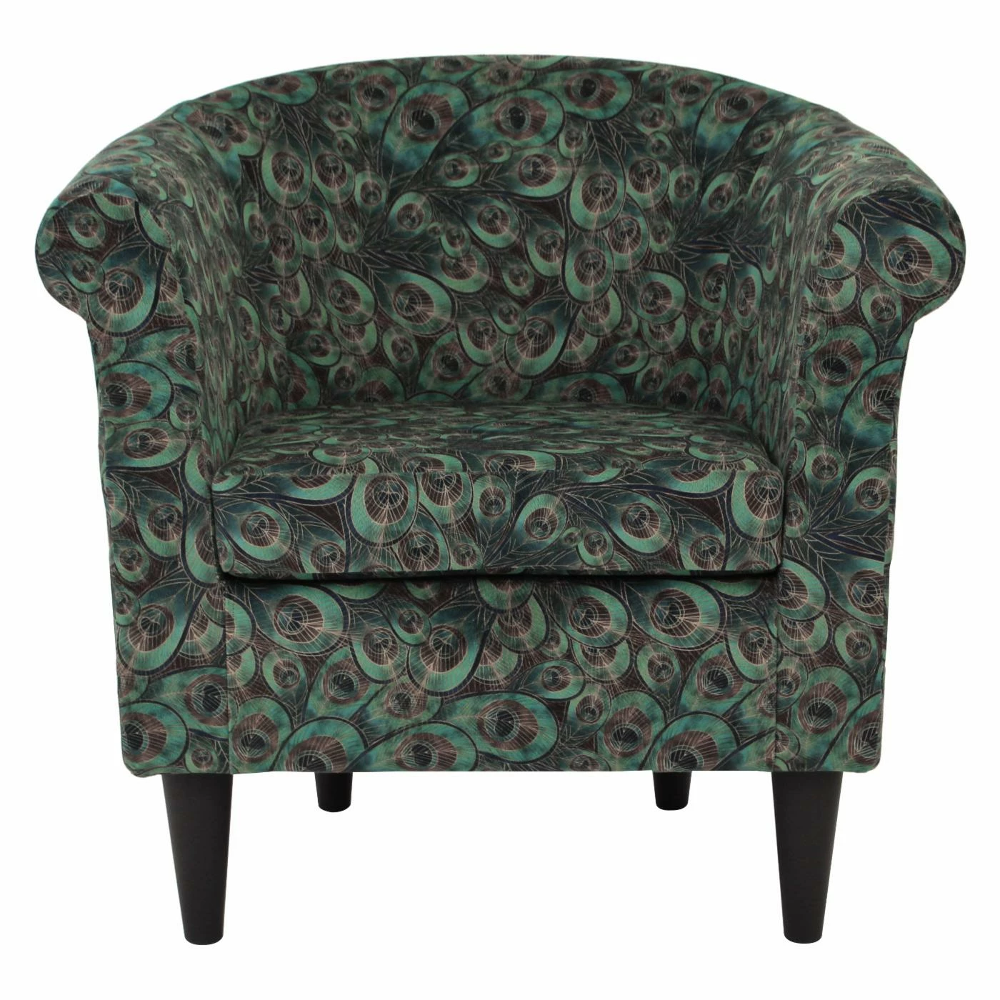 Best Sale π Barrel Chairs Fox Hill Nikole Peacock Print Club Chair π - Image 2