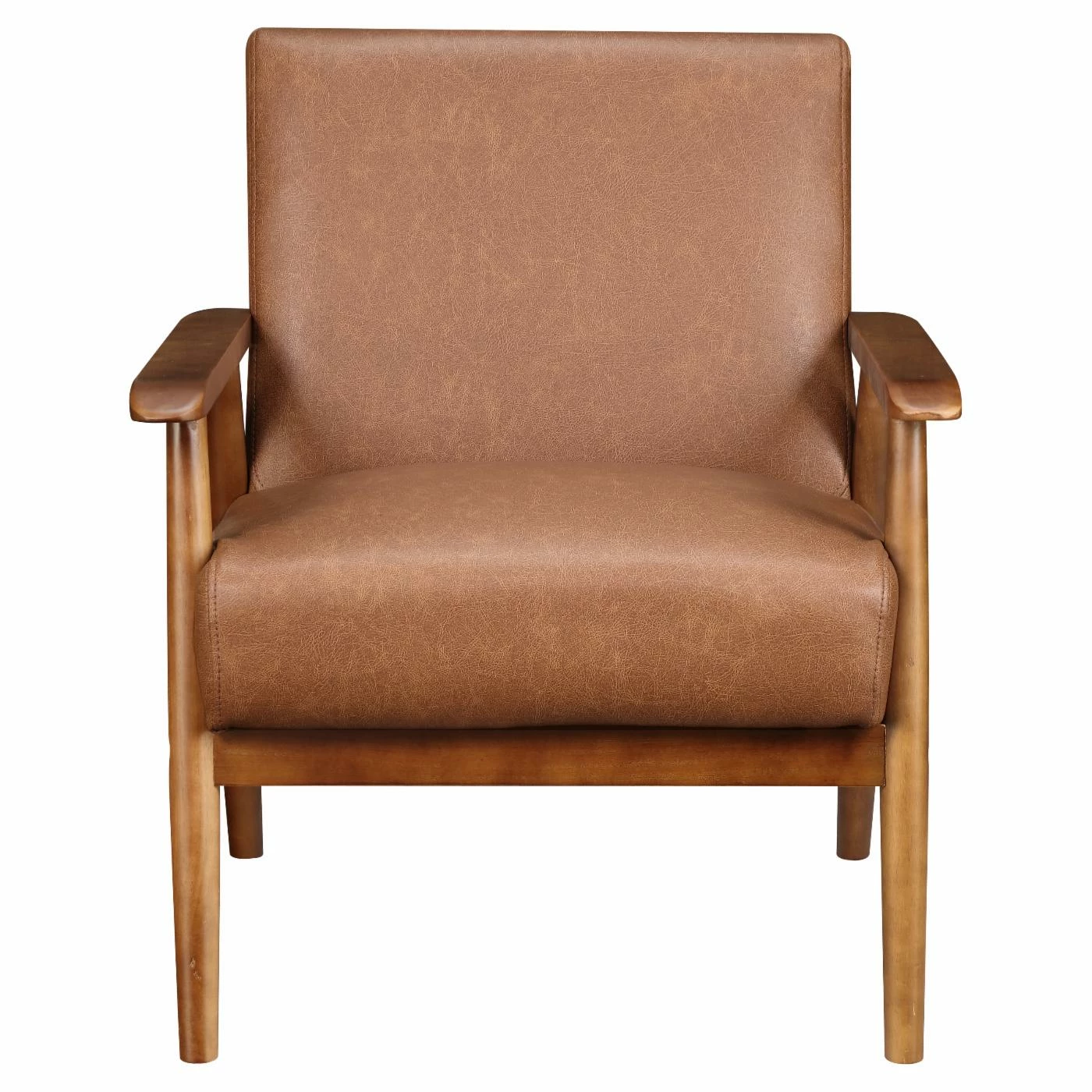 Discount π Arm Chairs Right2Home Wood Framed Faux Leather Accent Club Chair π - Image 2