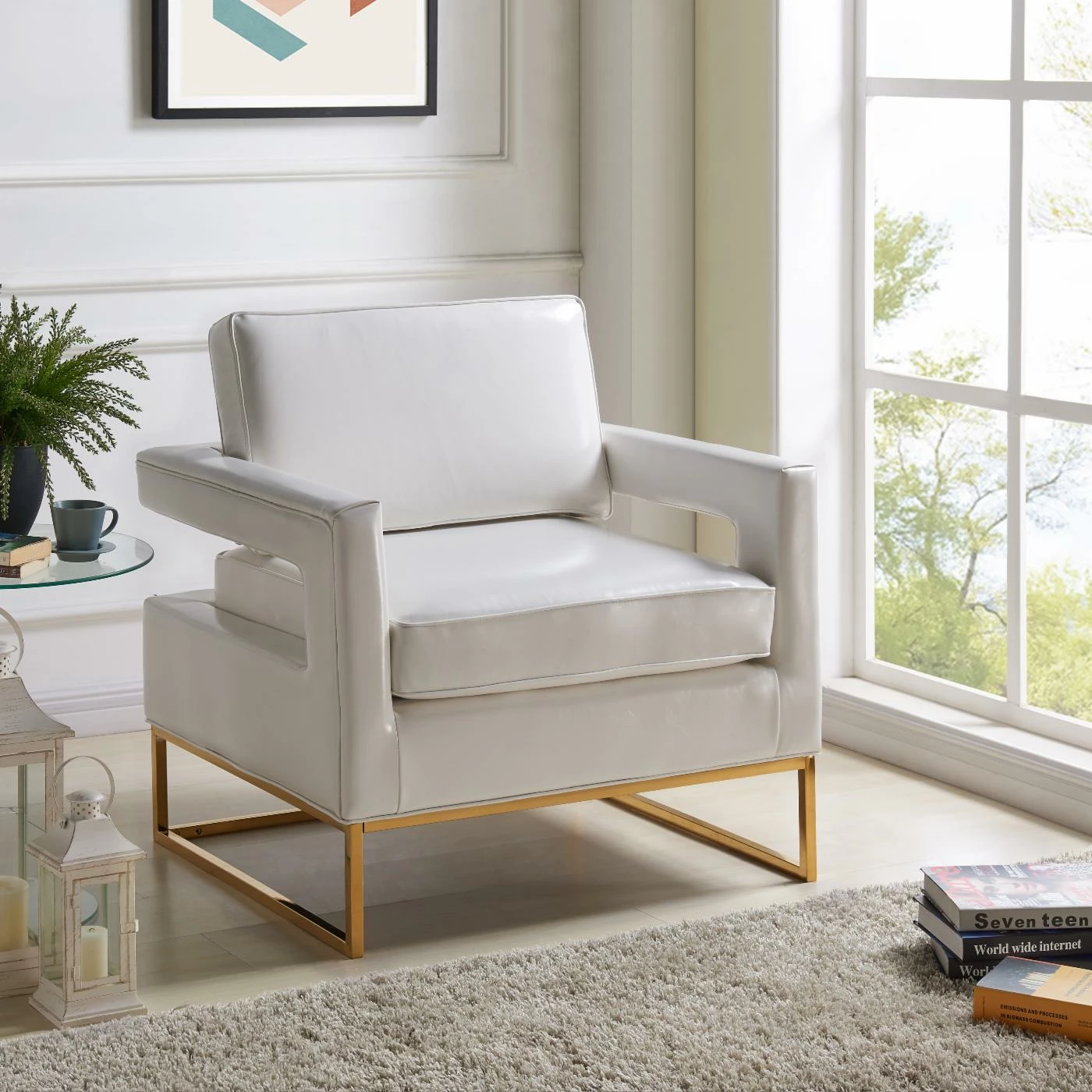 Budget π Arm Chairs Meridian Furniture Inc Amelia Leather Accent Chair π₯° - Image 2