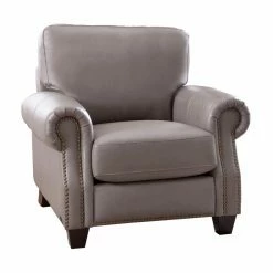 Budget โญ Arm Chairs Abbyson Lister Grey Leather Armchair ๐ฅ