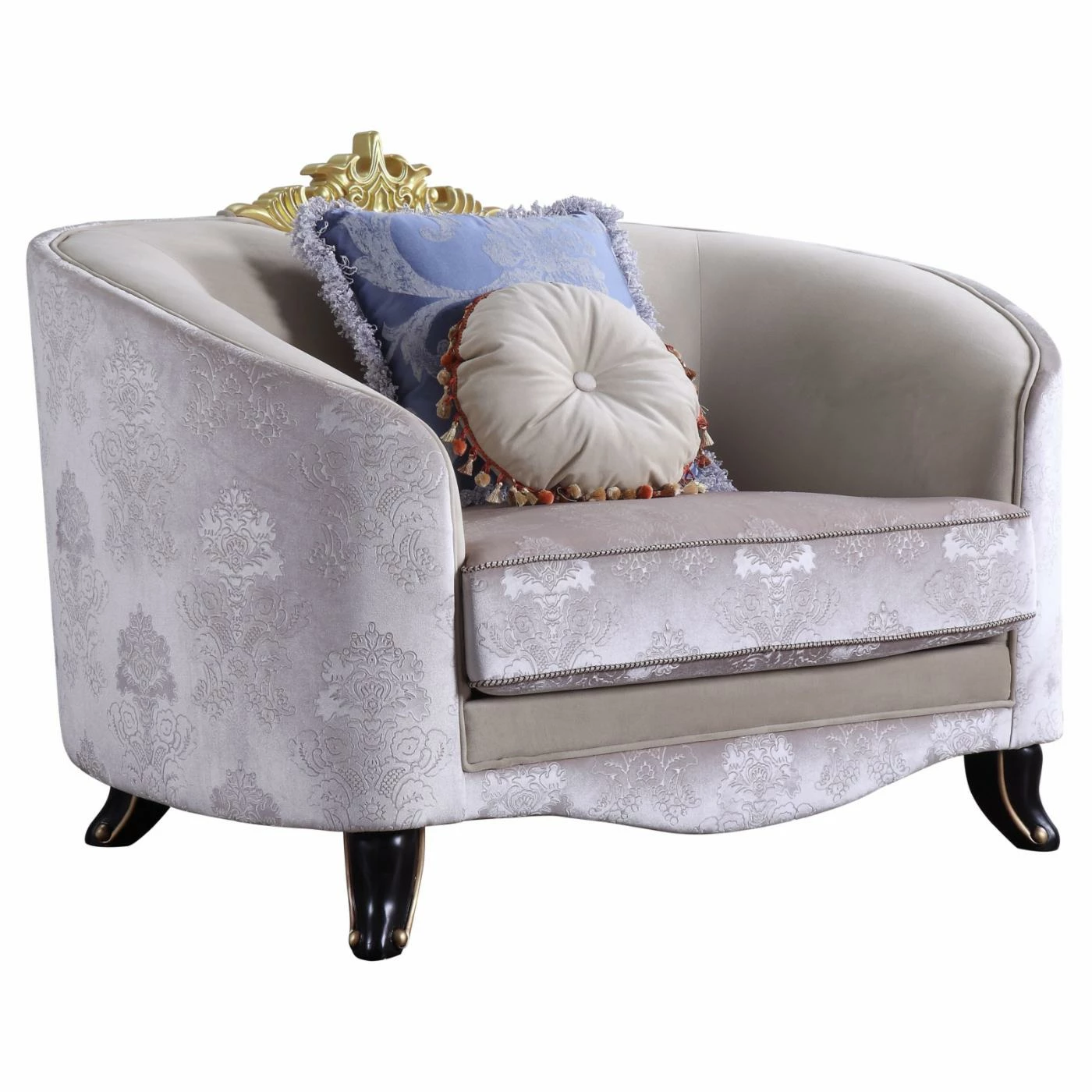 Hot Sale ๐ Barrel Chairs Acme Furniture Sheridan Accent Chair With Two Pillows โญ