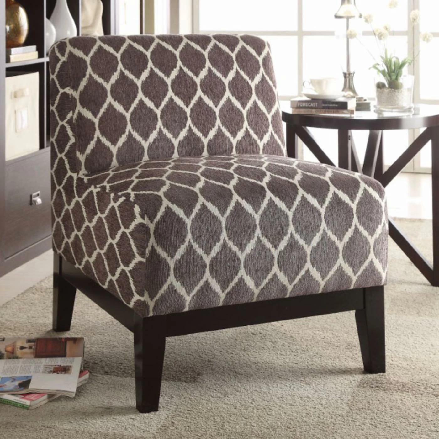 Best Pirce π₯° Armless Chairs Benzara Slipper Chenille Trellis Accent Chair β