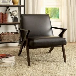 Promo ⭐ Arm Chairs Benzara Dubois Faux Leather Accent Chair 🥰