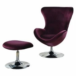 Best reviews of ❤️ Egg Chairs Benzara Eloise Mid-Century Wingback Accent Chair With Ottoman 🎉