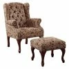 Best Pirce ✨ Wingback Chairs Benzara Classic Floral Wingback Chair With Ottoman 🌟