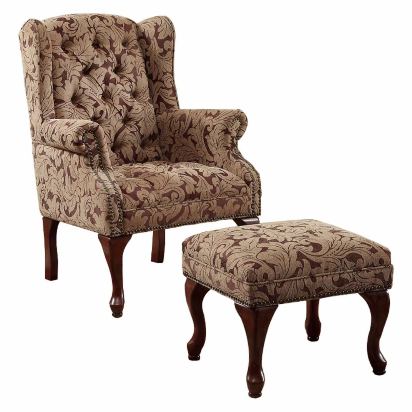 Best Pirce β¨ Wingback Chairs Benzara Classic Floral Wingback Chair With Ottoman π