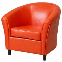 Top 10 😀 Best Selling Home Barrel Chairs Napoli Orange Leather Club Chair ⭐