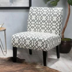 New 😉 Best Selling Home Armless Chairs Calliope Geometric Fabric Accent Chair 🧨