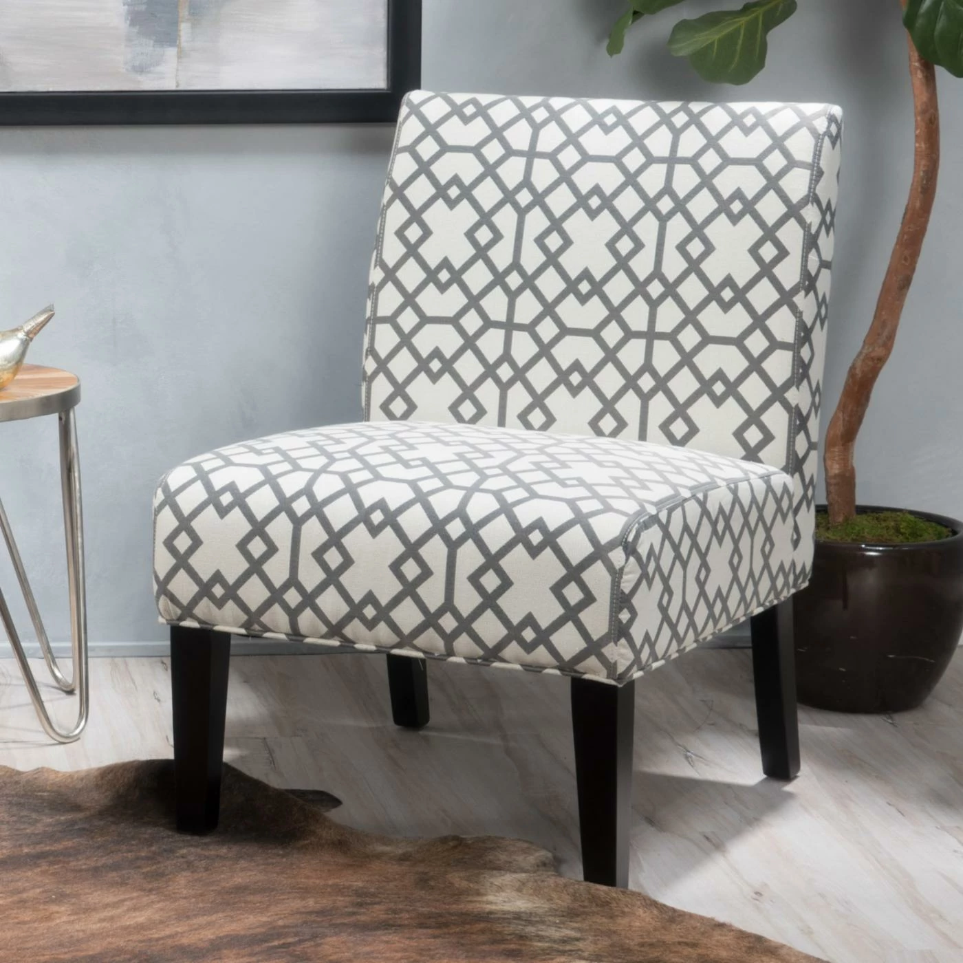 New ๐ Best Selling Home Armless Chairs Calliope Geometric Fabric Accent Chair ๐งจ
