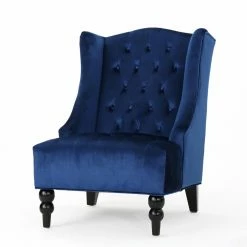 Discount 🔔 Best Selling Home Wingback Chairs Blackman High Back Velvet Club Chair ⭐