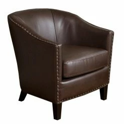 Best deal 👏 Best Selling Home Club Chairs Brown Studded Club Chair 🎉