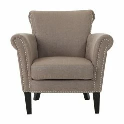 Promo ๐ Best Selling Home Arm Chairs Brice Studded Fabric Club Chair ๐