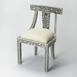 Best Sale 😍 Butler Specialty Armless Chairs Butler Victorian Garden Black Bone Inlay Armless Accent Chair 🌟